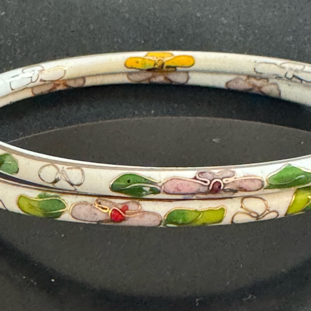 Sunny Enamel Floral Cloisonné Bangles - Set of Two